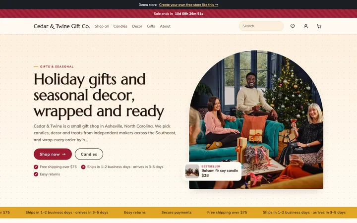 Home page of the Festival demo shop