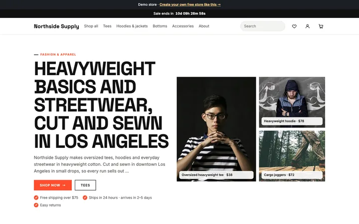 Home page of the Studio demo shop